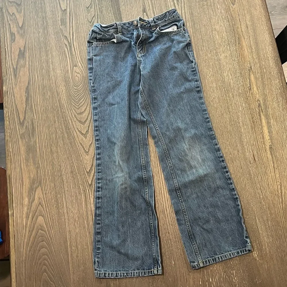 Lands' End Kids Medium Wash Cotton Straight Leg Jeans Size 12